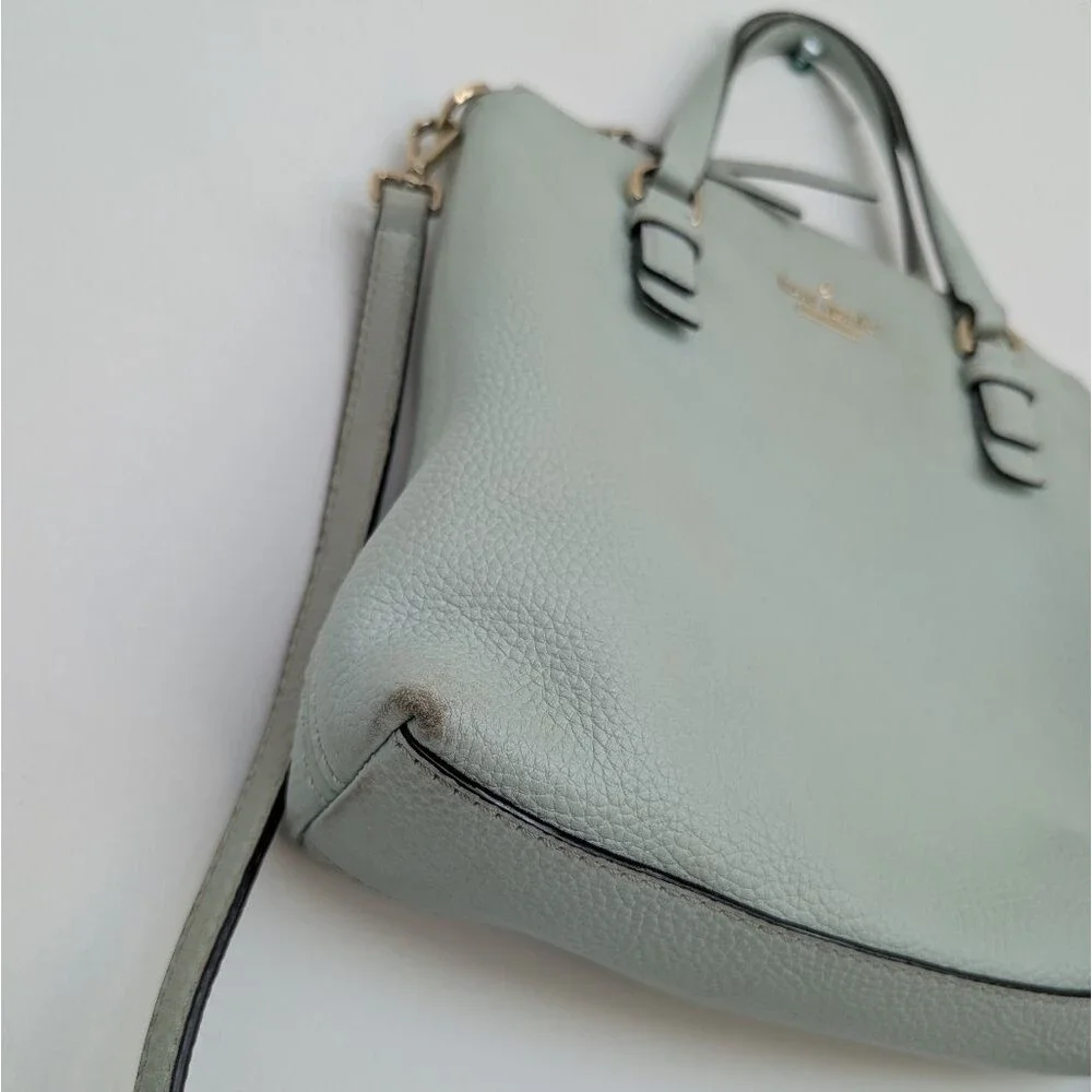 Kate Spade Jackson Street Hayley 100% Leather Sage Green Tote Crossbody Bag